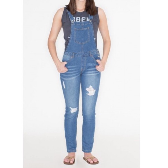 Love Tree Denim - Love Tree Denim Distressed Overalls Size Large